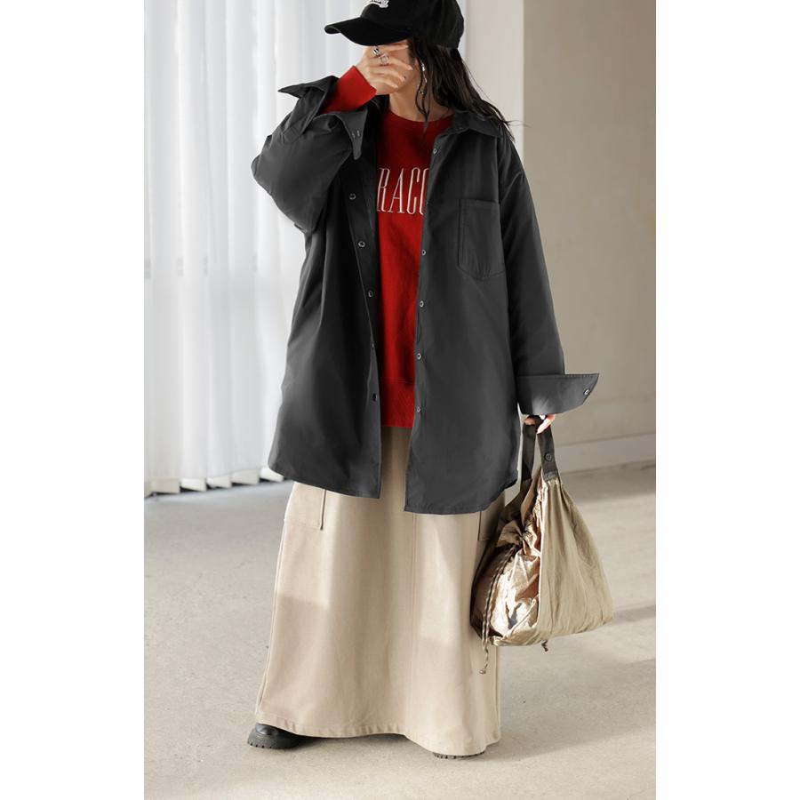 アウター ジャケット 中綿 撥水 レディース トップス シャツジャケット コート ブルゾン オーバー ミリタリー あったか あったかアウター 軽量 羽織 保温 | HUG.U | 11