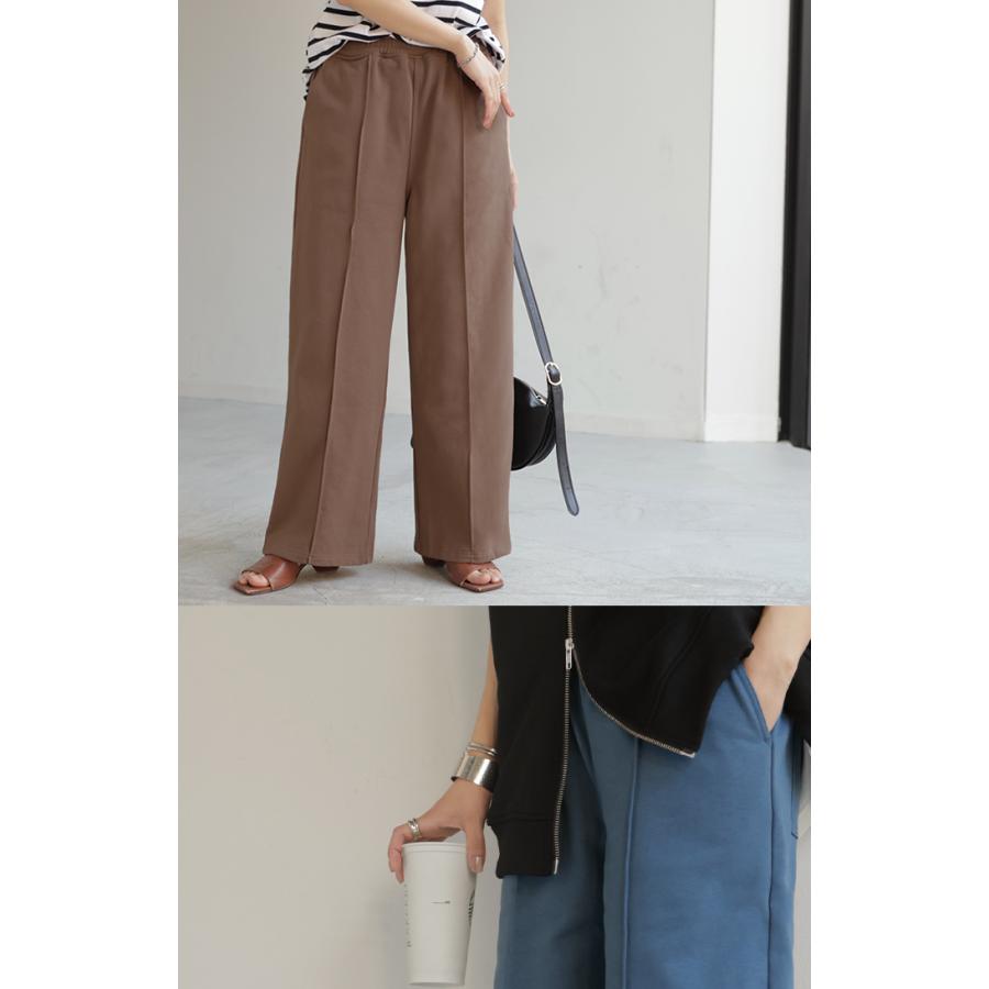 パンツ ワイド タックパンツ 選べる 2丈 スウェット レディース タック ワイドパンツ ロング ロングパンツ 体型カバー ボトムス ボトム センター | HUG.U | 09