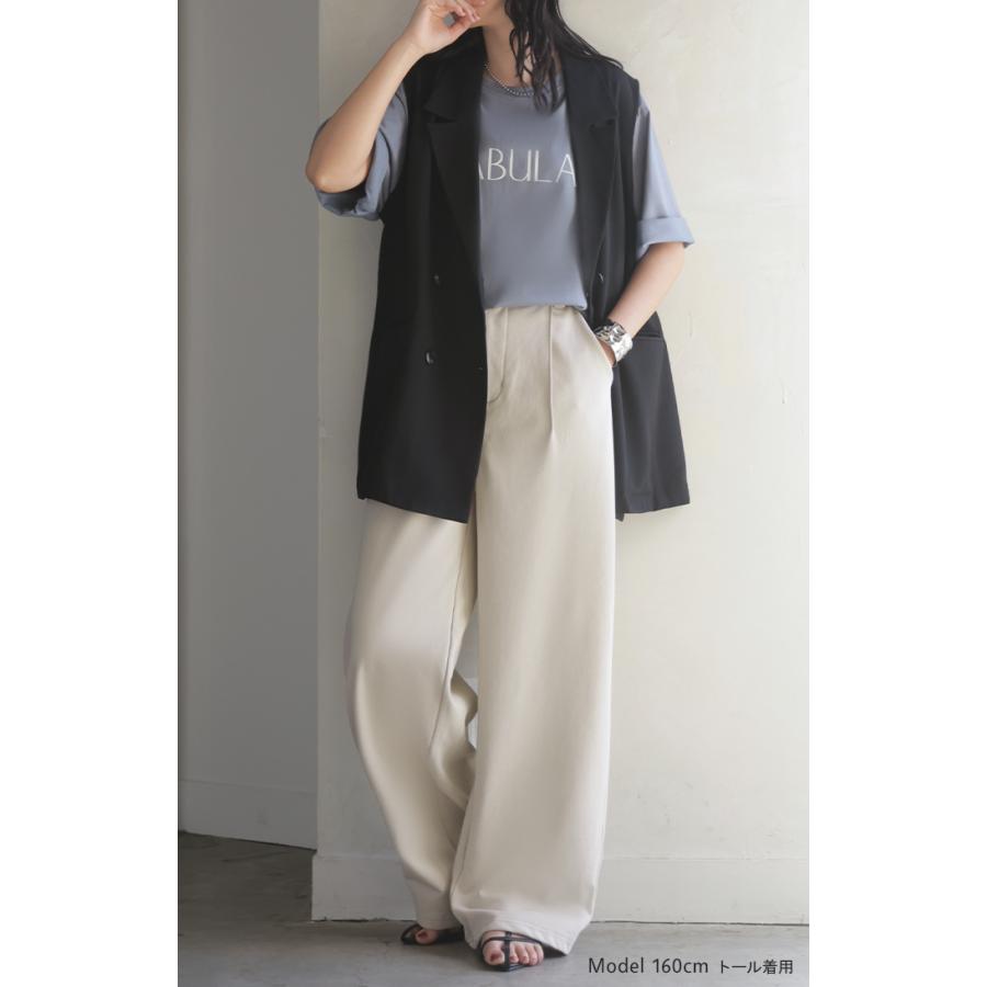 パンツ ロング ワイド スウェット " 選べる 2丈 " スラックス レディース タック ワイドパンツ ロングパンツ ボトムス ずぼん ウエストゴム ハイウエスト | HUG.U | 07