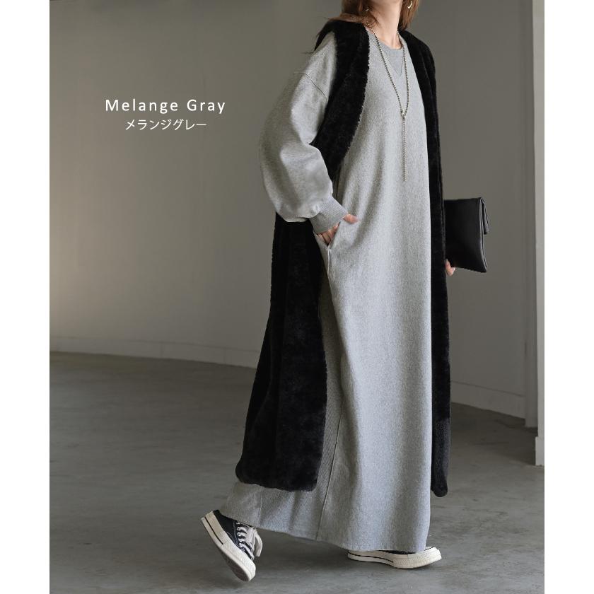 ワンピース スウェット お手入れ簡単 ロング 選べる 2丈 ワンピ レディース ロングワンピース スエット トレーナー Aライン マキシワンピース | HUG.U | 21