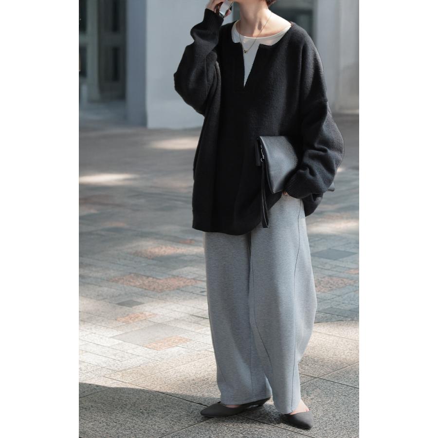 ニット キーネック レディース トップス セーター オーバー モヘア モヘアニット プルオーバー ロング 長袖 | HUG.U | 13