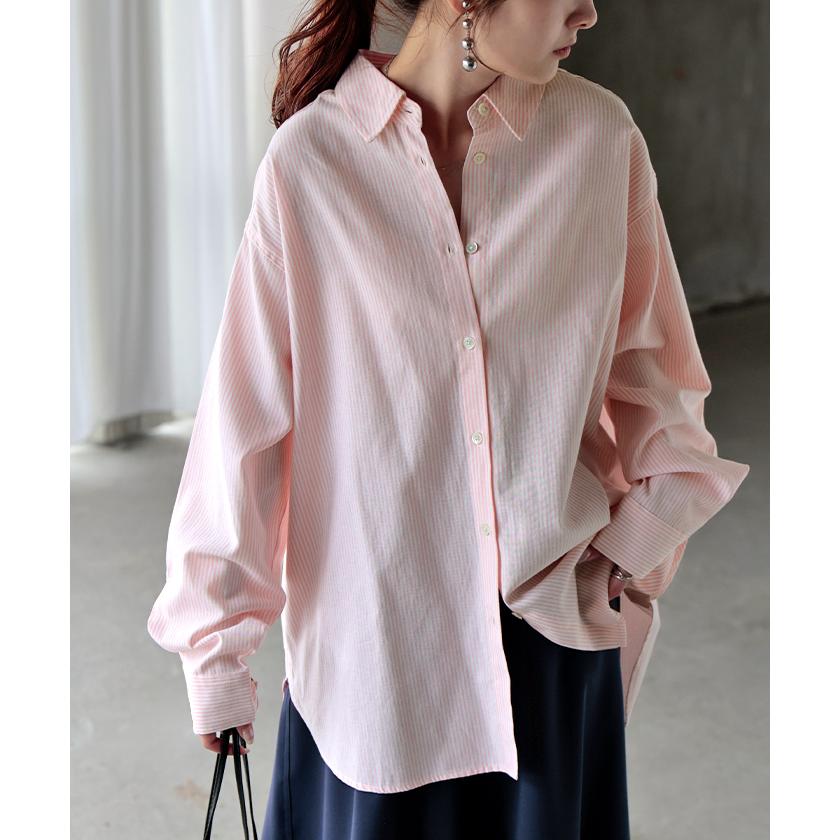 シャツ ストライプ レディース トップス ロング ロングシャツ オックスフォード オックスフォードシャツ ブラウス チュニック 羽織 ライトアウター きれいめ | HUG.U | 09