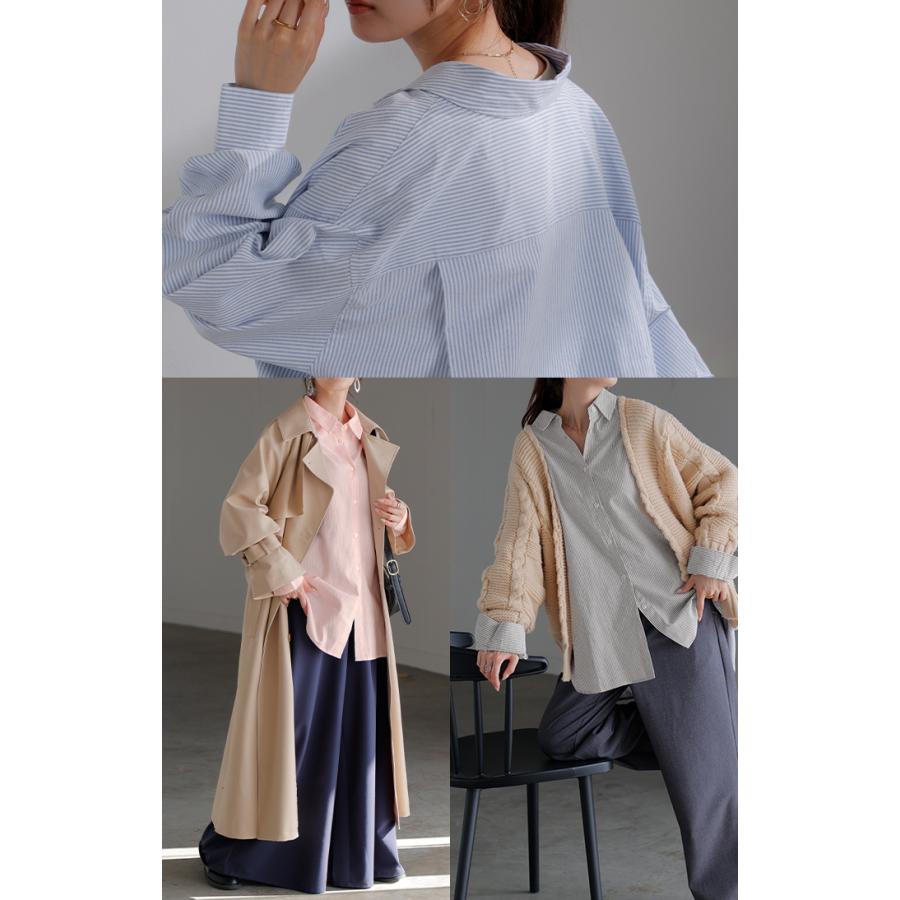 シャツ ストライプ レディース トップス ロング ロングシャツ オックスフォード オックスフォードシャツ ブラウス チュニック 羽織 ライトアウター きれいめ | HUG.U | 12