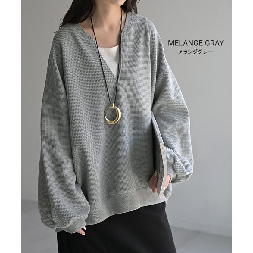 HUG.U（ハグユー） ロンT ワッフル キーネック レディース トップス