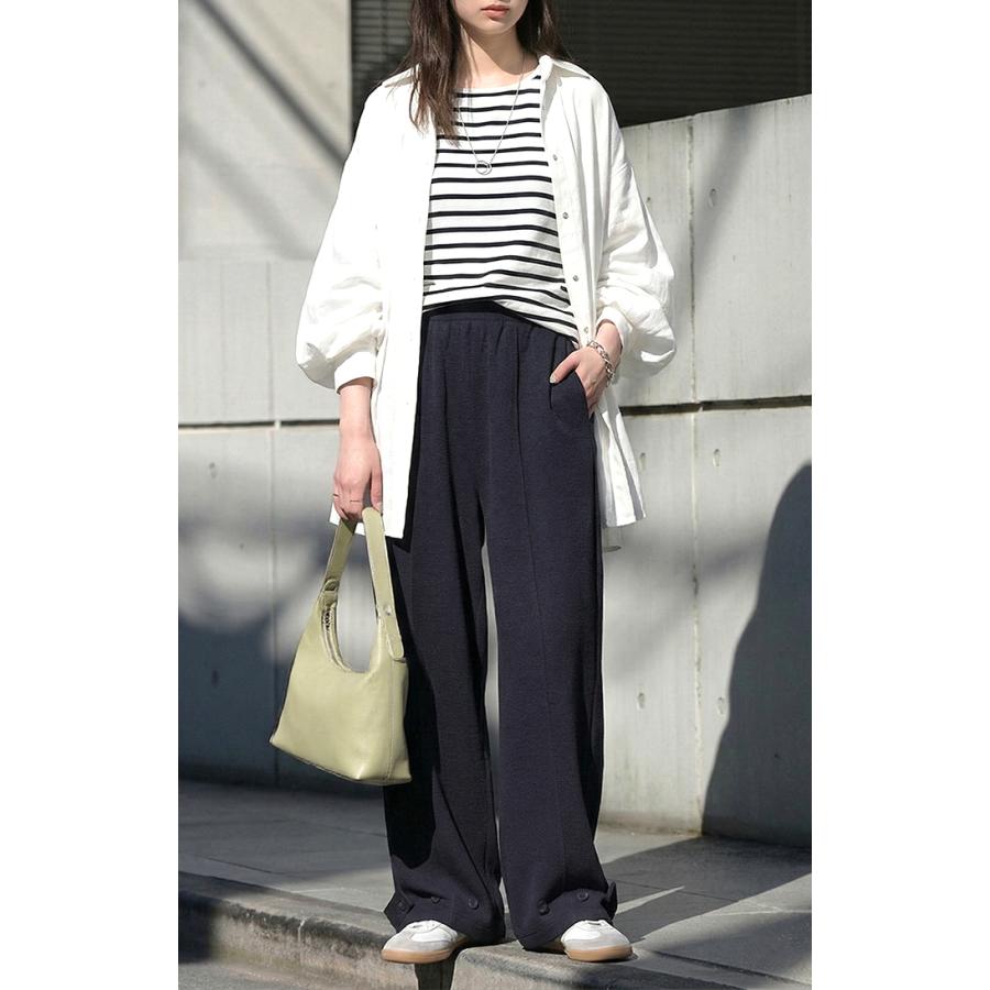 パンツ ワイド ワッフル レディース ワイドパンツ ロング ロングパンツ カーブパンツ 体型カバー ボトムス | HUG.U | 15