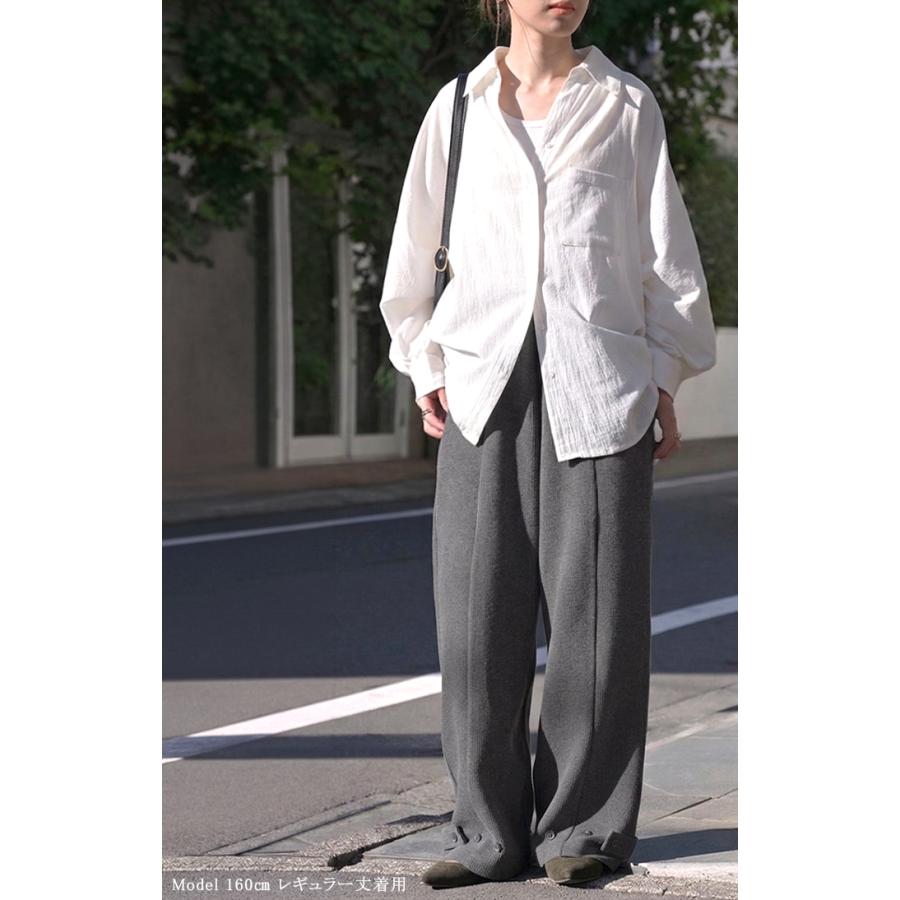 パンツ ワイド ワッフル レディース ワイドパンツ ロング ロングパンツ カーブパンツ 体型カバー ボトムス | HUG.U | 06