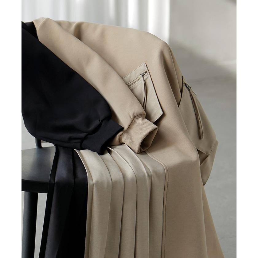 ワンピース プリーツ 異素材 ドッキング ワンピ レディース スウェット ロング ロングワンピース スエット トレーナー Aライン マキシ マキシワンピース | HUG.U | 04