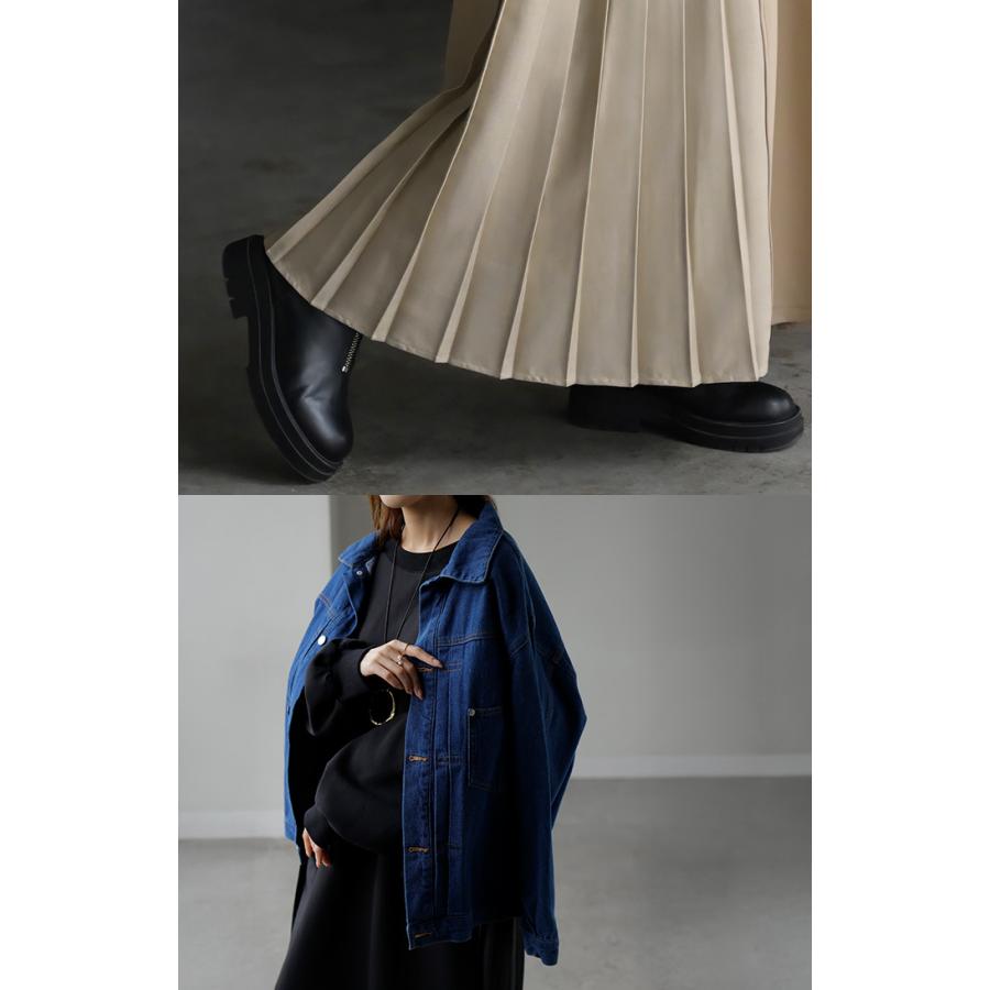 ワンピース プリーツ 異素材 ドッキング ワンピ レディース スウェット ロング ロングワンピース スエット トレーナー Aライン マキシ マキシワンピース | HUG.U | 09