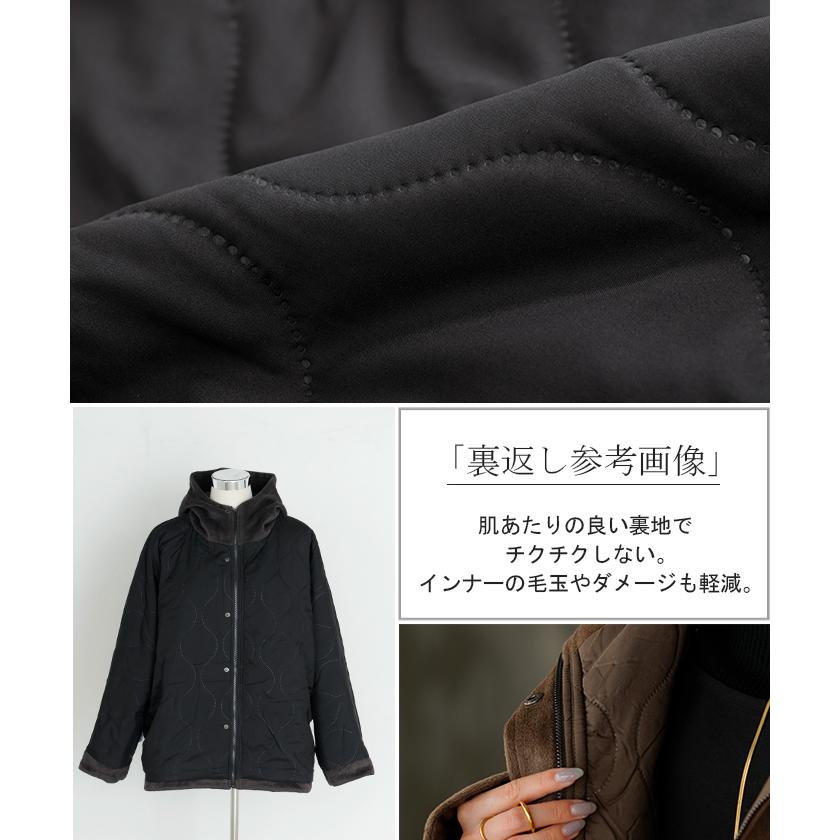 アウター ジャケット シャギー 中綿 ドルマン レディース ロング ロングコート パーカー ブルゾン オーバー コート フェザー 裏起毛 ハイネック フード 羽織 | HUG.U | 20