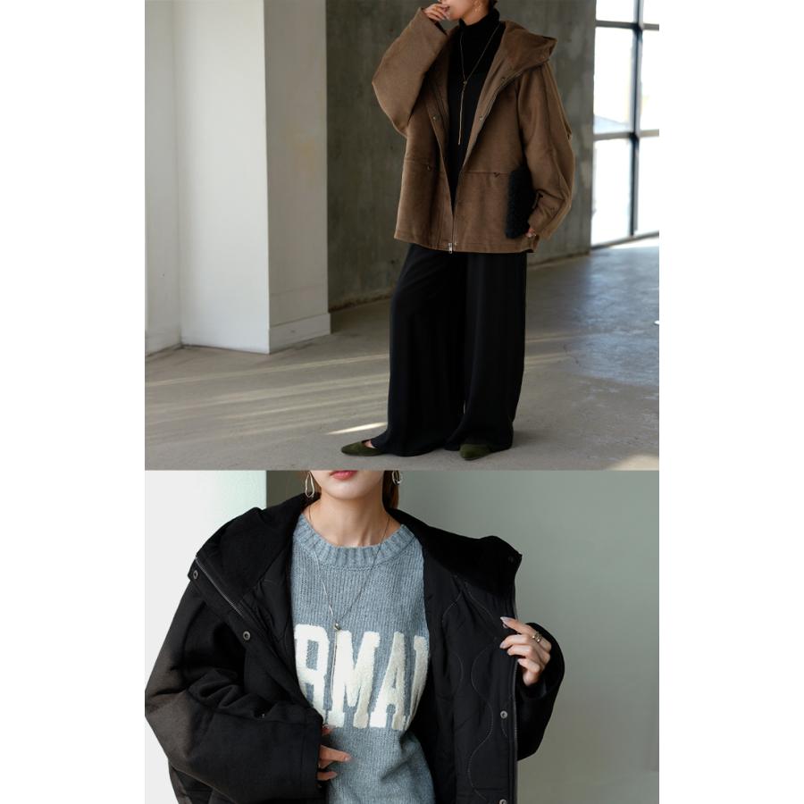 アウター ジャケット シャギー 中綿 ドルマン レディース ロング ロングコート パーカー ブルゾン オーバー コート フェザー 裏起毛 ハイネック フード 羽織 | HUG.U | 07