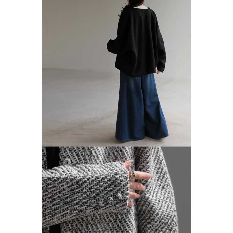 ジャケット ノーカラー ツイード ドルマン ワイド レディース ロング コートドルマンアウター 長袖 羽織 | HUG.U | 13