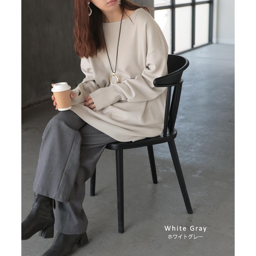 ニット トップス 手袋 指穴 レイヤードニット リブニット ライトニット レディース ボートネック セーター | HUG.U | 17