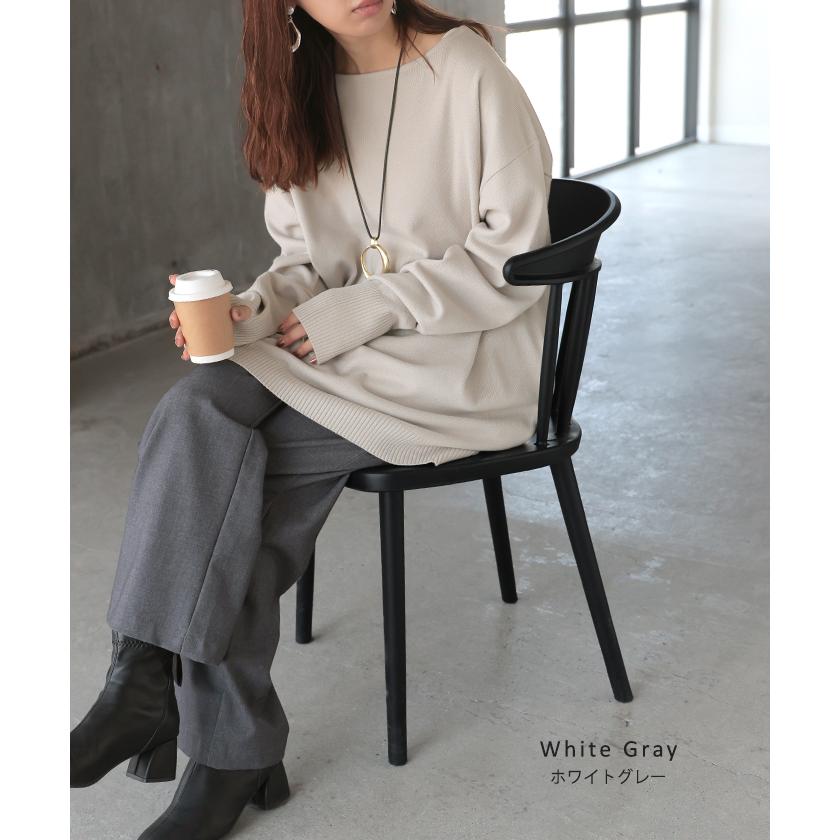 ニット トップス 手袋 指穴 レイヤードニット リブニット ライトニット レディース ボートネック セーター | HUG.U | 17