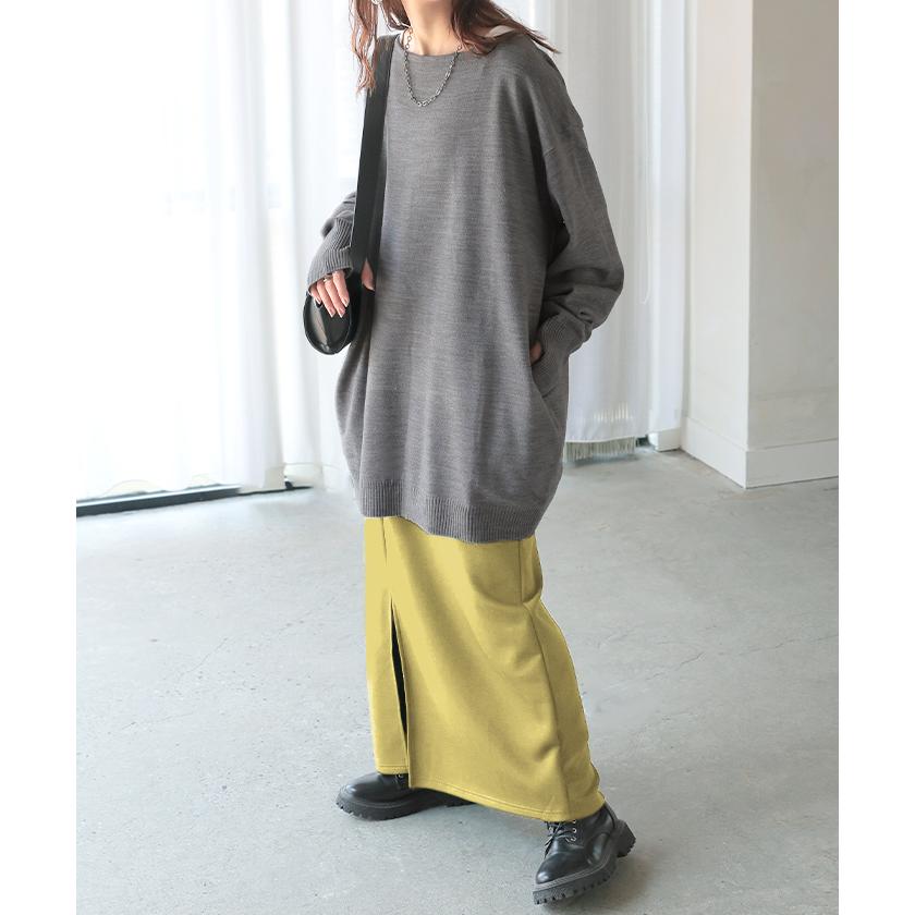 ニット トップス 手袋 指穴 レイヤードニット リブニット ライトニット レディース ボートネック セーター | HUG.U | 24