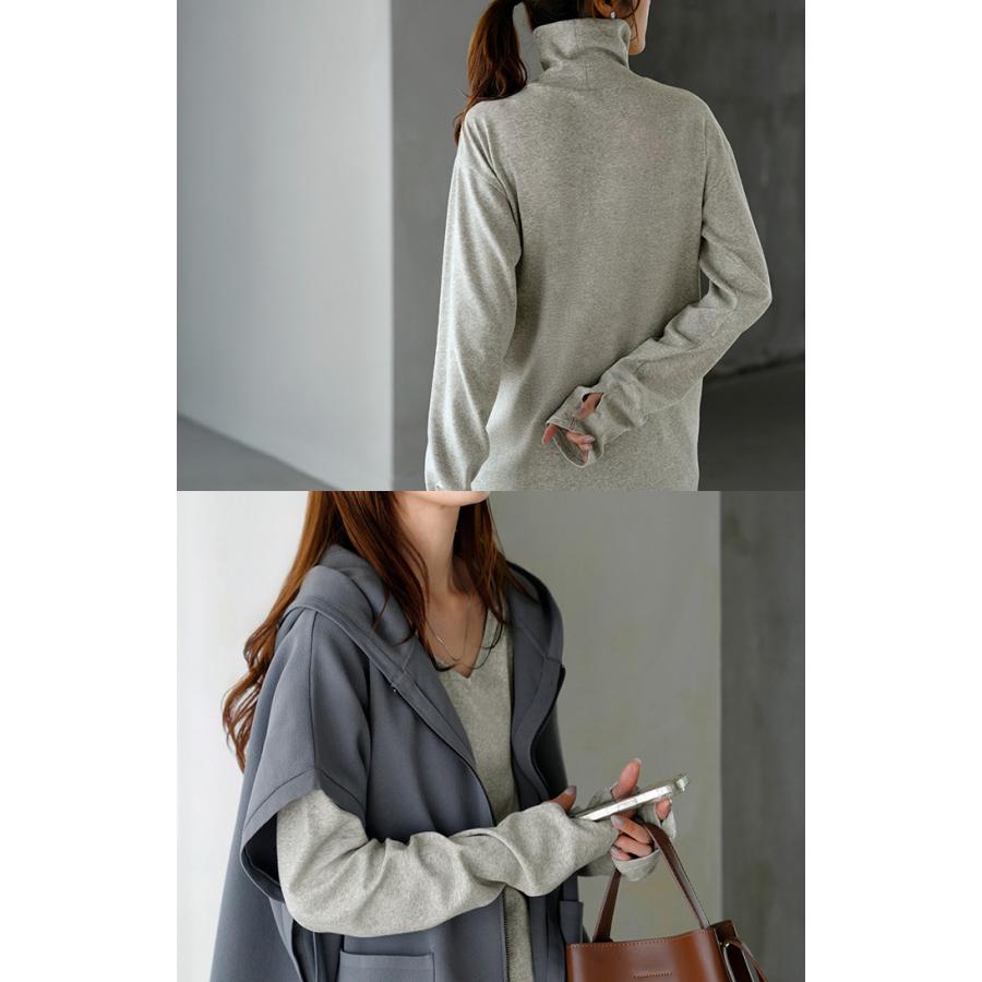 インナー 防汚加工 レディース ロンT トップス ロング 長袖 Tシャツ カットソー ティーシャツ Vネック クルーネック ハイネック 長い レイヤード カラバリ | HUG.U | 22