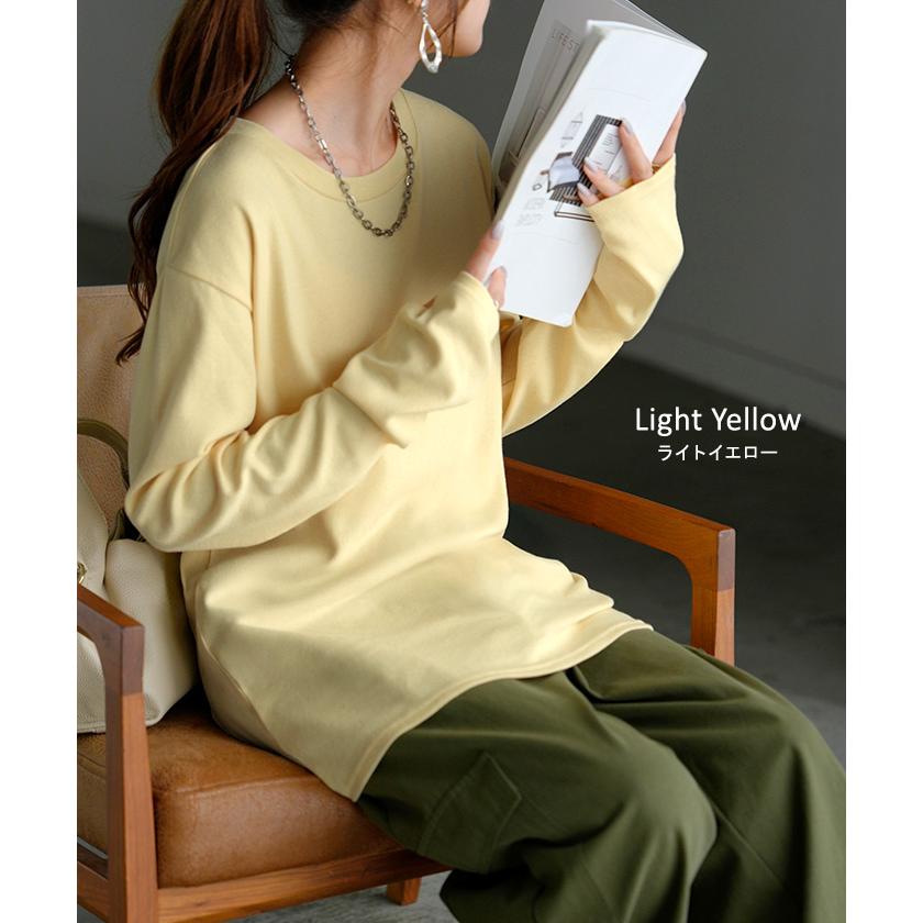 インナー 防汚加工 レディース ロンT トップス ロング 長袖 Tシャツ カットソー ティーシャツ Vネック クルーネック ハイネック 長い レイヤード カラバリ | HUG.U | 24