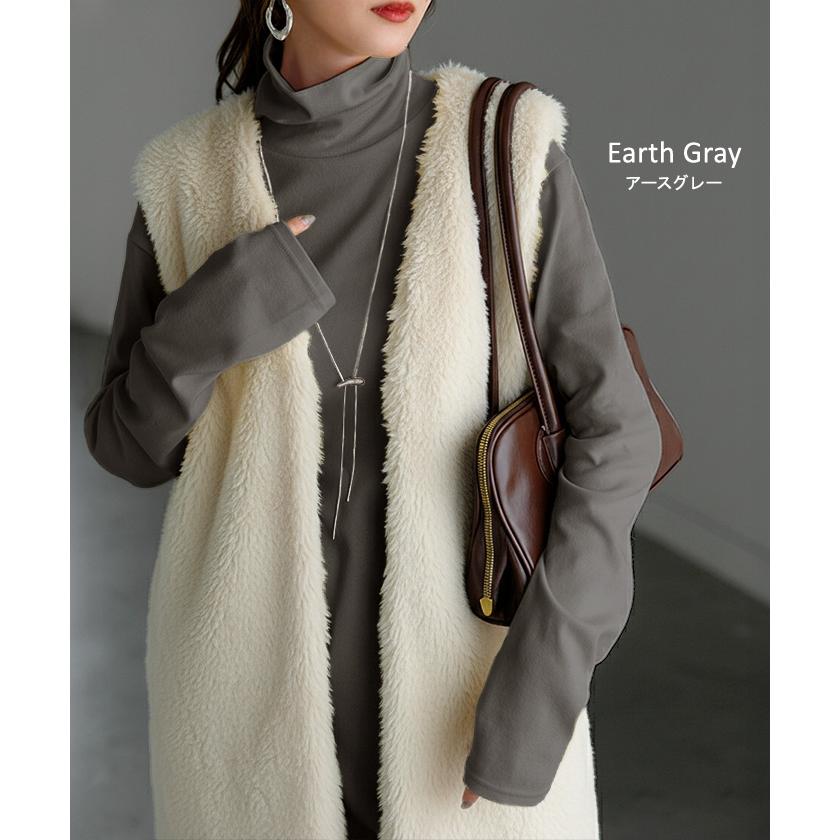 インナー 防汚加工 レディース ロンT トップス ロング 長袖 Tシャツ カットソー ティーシャツ Vネック クルーネック ハイネック 長い レイヤード カラバリ | HUG.U | 14