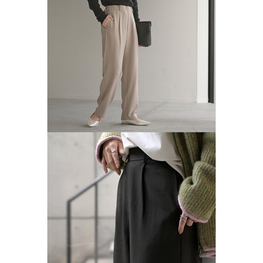 パンツ イージーケア ウール ライク ワイド テーパード タックパンツ レディース タック ワイドパンツ ストレッチ ロング ロングパンツ 体型カバー | HUG.U | 14