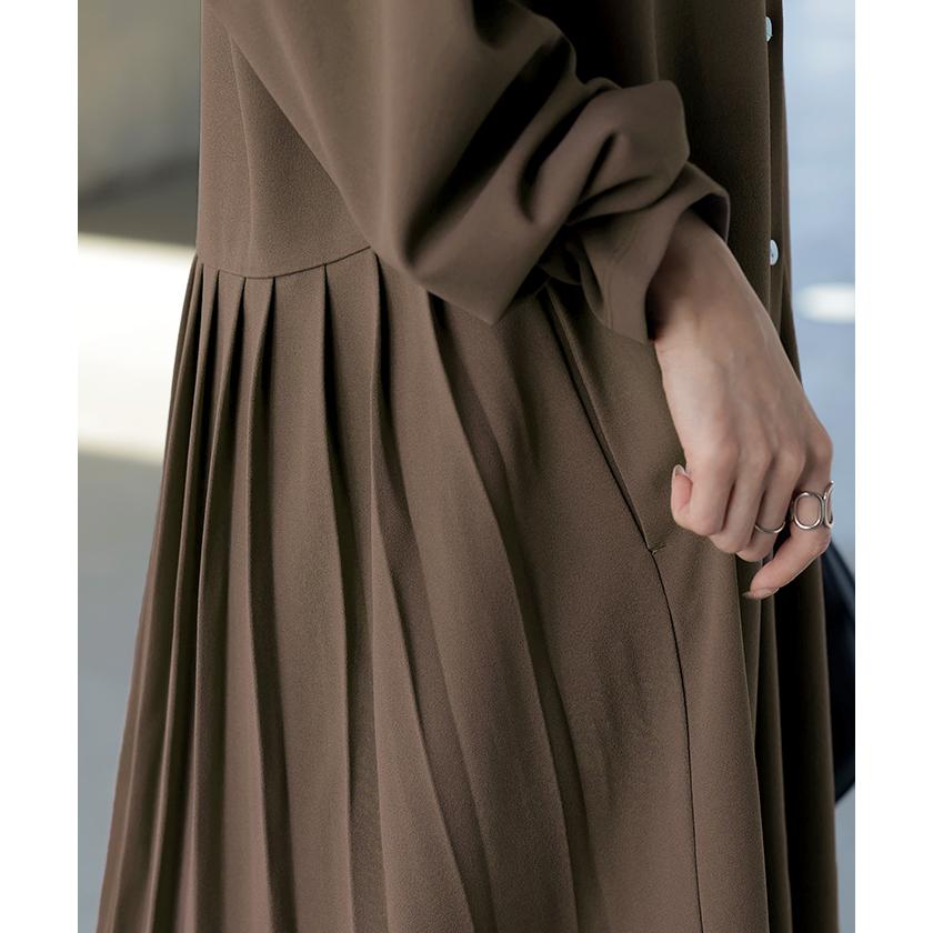 HUG.U（ハグユー） ワンピース プリーツ ノーカラ― レディース ロング