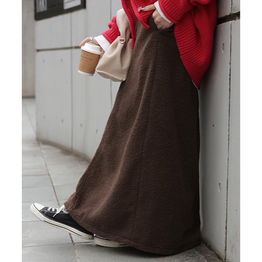 スカート ボア ロング Aライン レディース ロングスカート ボトムス ボトム 軽量 軽い あったか フレア フレアスカート マキシ マキシスカート 無地 | HUG.U | 06