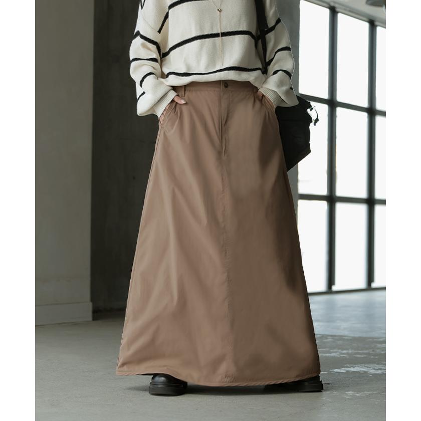 スカート 裏起毛 中綿 撥水 選べる2丈 ロング あったか 裏シャギー Aライン レディース ロングスカート ボトムス ボトム フレア フレアスカート マキシ | HUG.U | 20