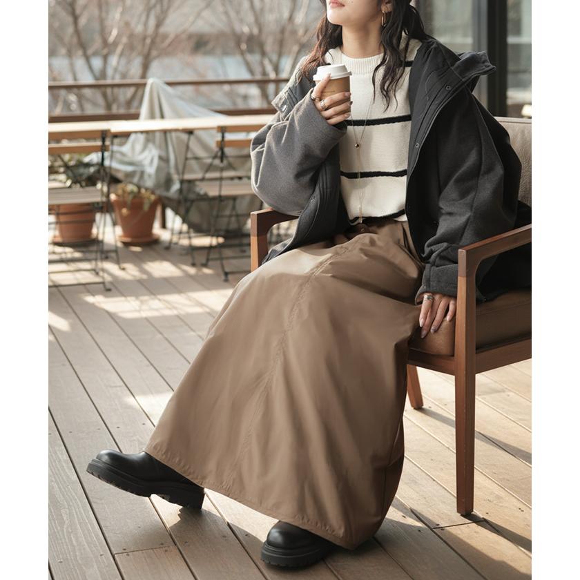 スカート 裏起毛 中綿 撥水 選べる2丈 ロング あったか 裏シャギー Aライン レディース ロングスカート ボトムス ボトム フレア フレアスカート マキシ | HUG.U | 07