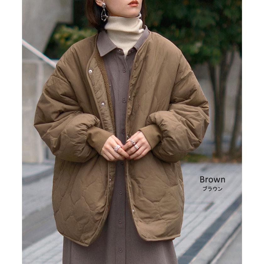 アウター リバーシブル ボア キルティング レディース コート ロング 中綿 撥水 ロングコート ボアジャケット ジャケット ブルゾン | HUG.U | 14