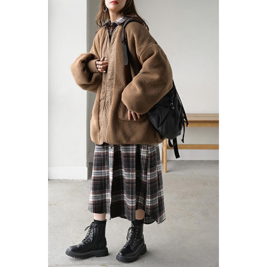 アウター リバーシブル ボア キルティング レディース コート ロング 中綿 撥水 ロングコート ボアジャケット ジャケット ブルゾン | HUG.U | 15