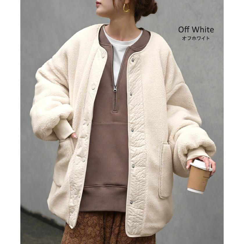 アウター リバーシブル ボア キルティング レディース コート ロング 中綿 撥水 ロングコート ボアジャケット ジャケット ブルゾン | HUG.U | 19