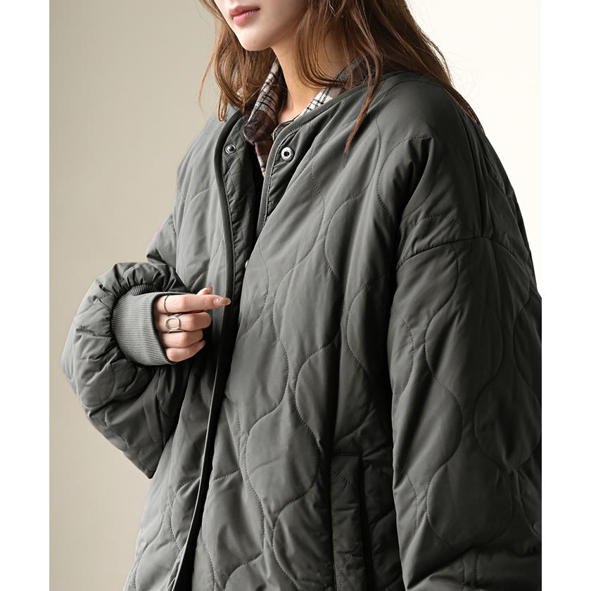 アウター リバーシブル ボア キルティング レディース コート ロング 中綿 撥水 ロングコート ボアジャケット ジャケット ブルゾン | HUG.U | 07