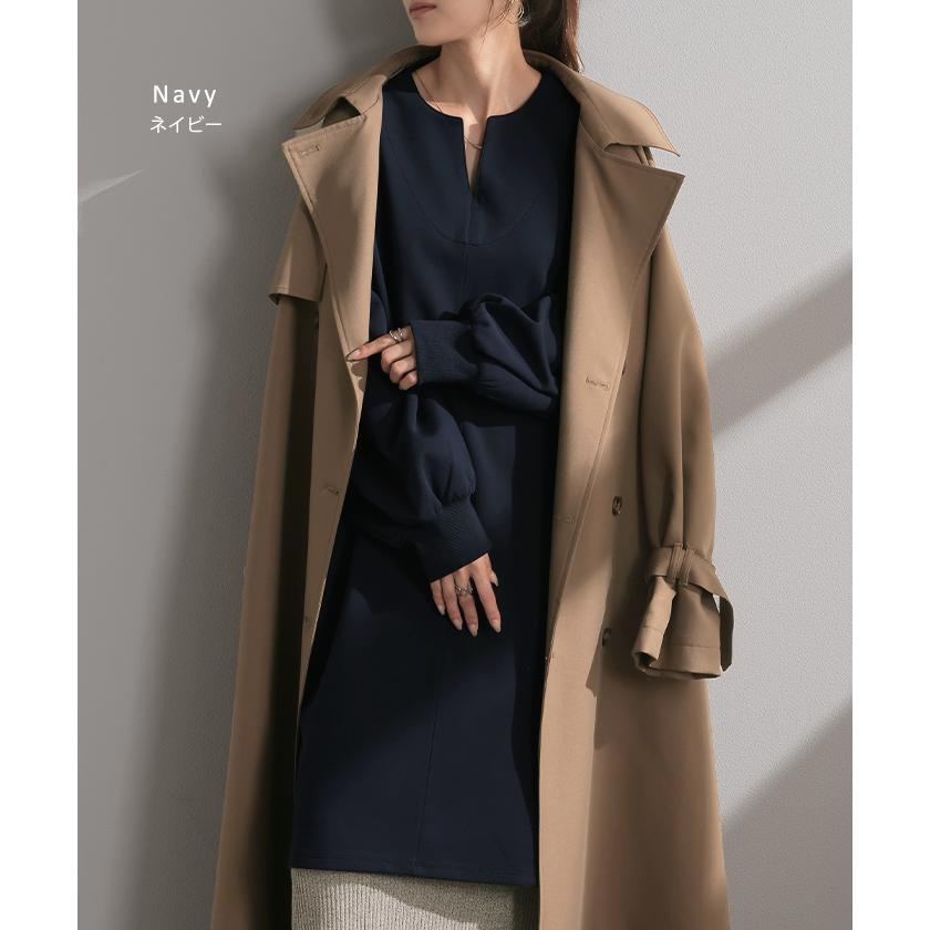 トップス レディース チュニック 長袖 Tシャツ カットソー ロンT ロング ティーシャツ Vネック 長い ドルマン | HUG.U | 17