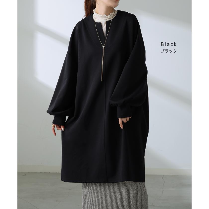 トップス レディース チュニック 長袖 Tシャツ カットソー ロンT ロング ティーシャツ Vネック 長い ドルマン | HUG.U | 20