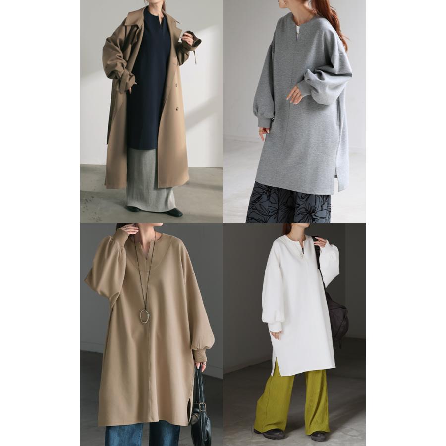 トップス レディース チュニック 長袖 Tシャツ カットソー ロンT ロング ティーシャツ Vネック 長い ドルマン | HUG.U | 22