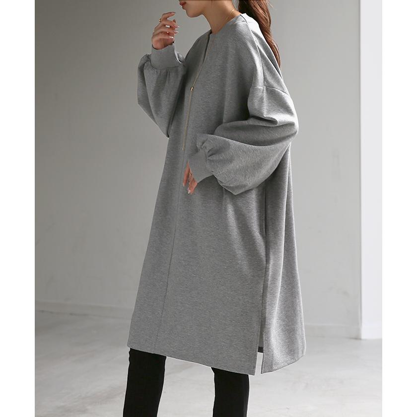 トップス レディース チュニック 長袖 Tシャツ カットソー ロンT ロング ティーシャツ Vネック 長い ドルマン | HUG.U | 09