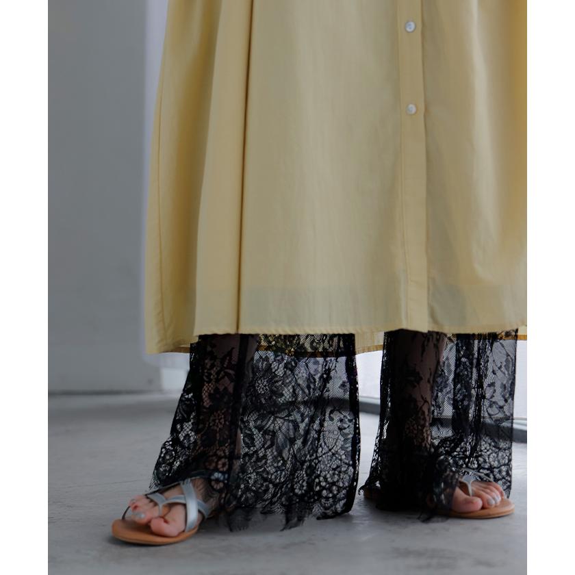 パンツ 裾 レース ワイドパンツ ワイド レディース ロング ロングパンツ 体型カバー 無地 ボトムス ボトム | HUG.U | 12