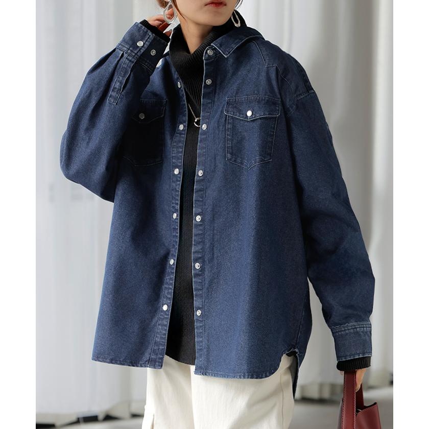 HUG.U シャツ デニム トップス ロング レディース アウター