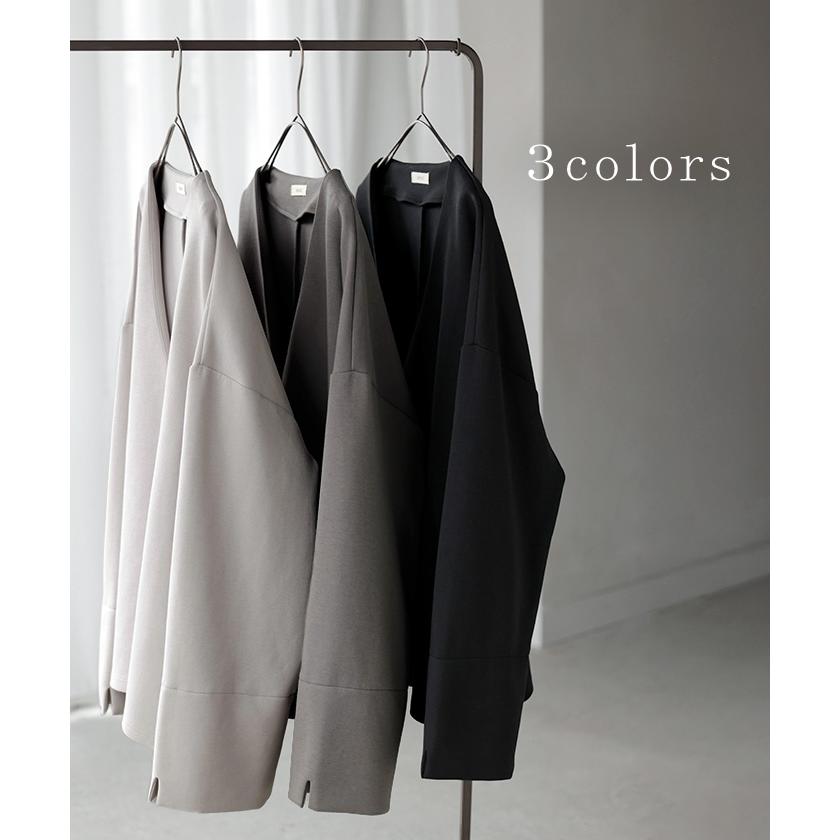 スウェット ワイド袖 ダンボール チュニック トップス レディース レイヤード トレーナー プルオーバー Vネック ビッグ ドルマン ワイドスリーブ リブ | HUG.U | 12