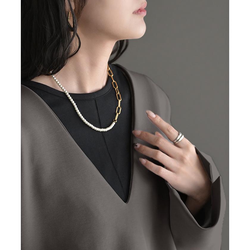 スウェット ワイド袖 ダンボール チュニック トップス レディース レイヤード トレーナー プルオーバー Vネック ビッグ ドルマン ワイドスリーブ リブ | HUG.U | 11