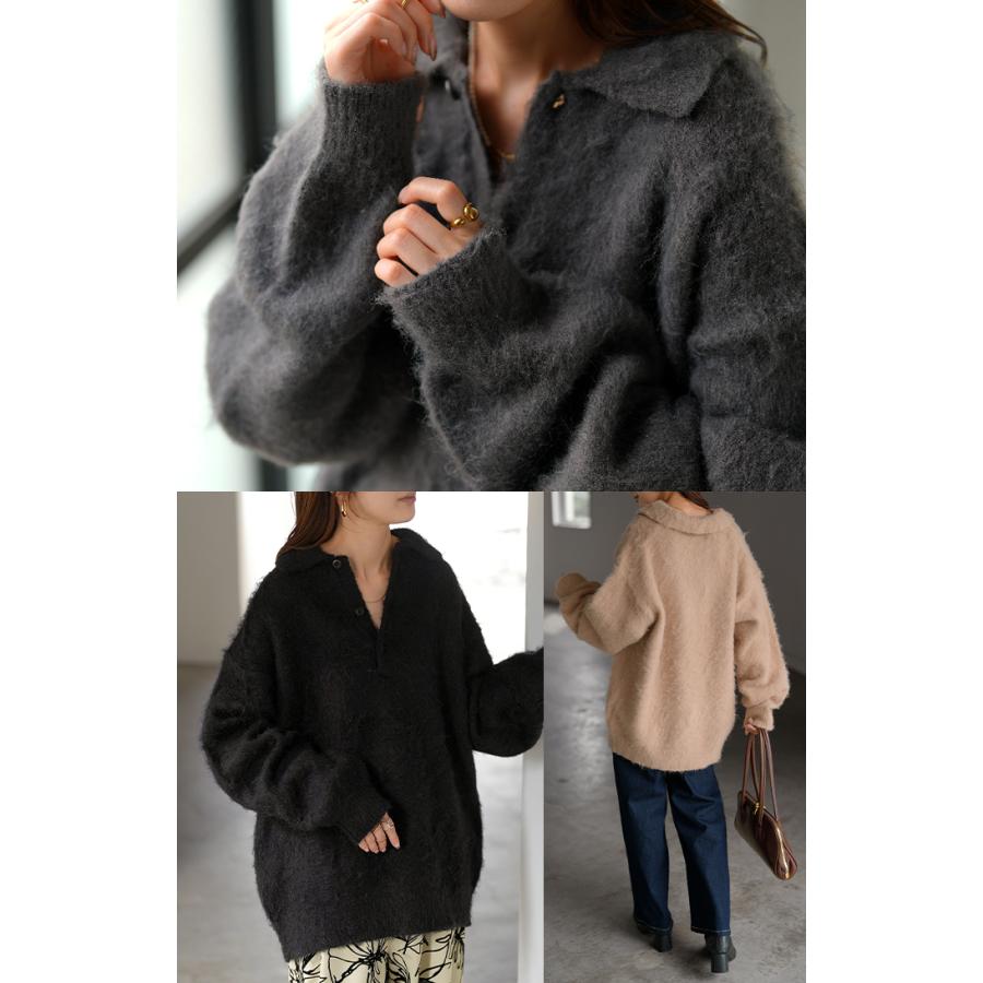 パールビーズ刺しゅうロゴ ニットプルオーバー ニット セーター ニット