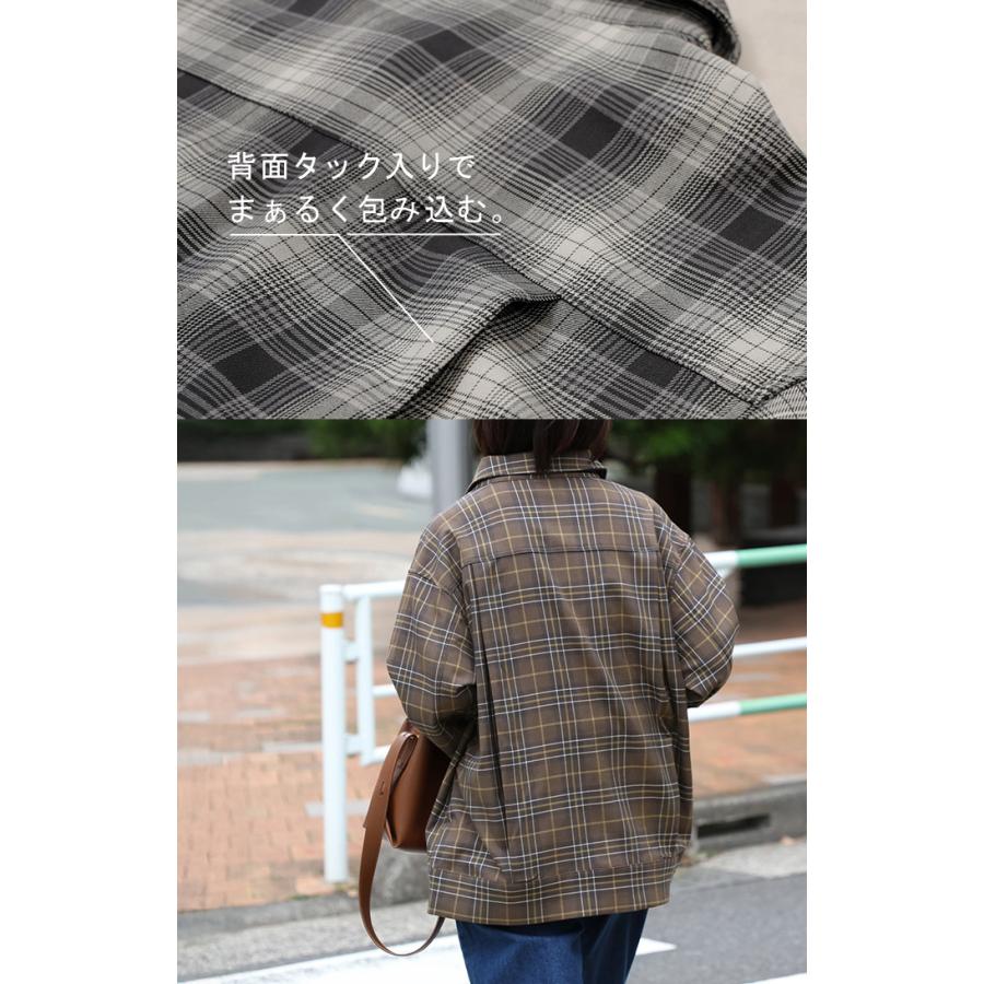 シャケット シャツ ジャケット チェックシャツ レディース トップス ロング ロングシャツ アウター チュニック 長袖 チェック 柄 羽織 ライトアウター | HUG.U | 19