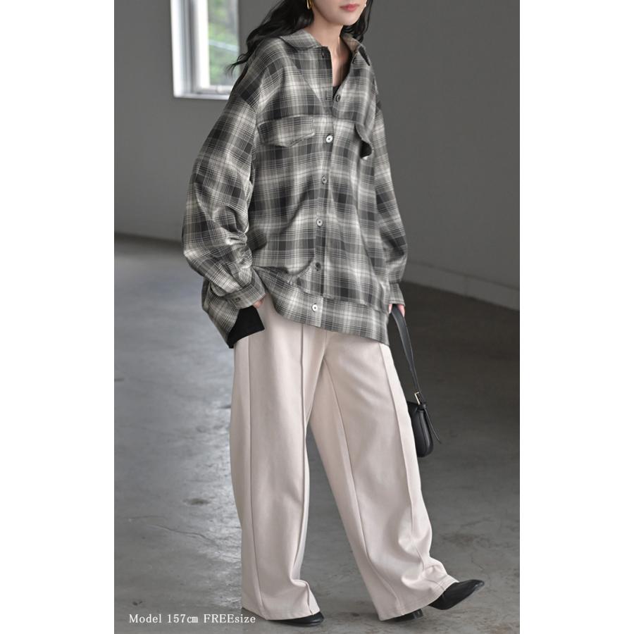 シャケット シャツ ジャケット チェックシャツ レディース トップス ロング ロングシャツ アウター チュニック 長袖 チェック 柄 羽織 ライトアウター | HUG.U | 21