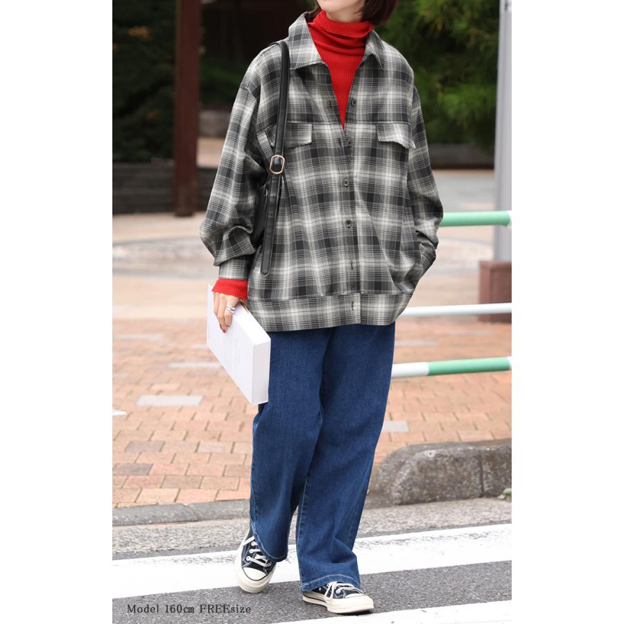 シャケット シャツ ジャケット チェックシャツ レディース トップス ロング ロングシャツ アウター チュニック 長袖 チェック 柄 羽織 ライトアウター | HUG.U | 04