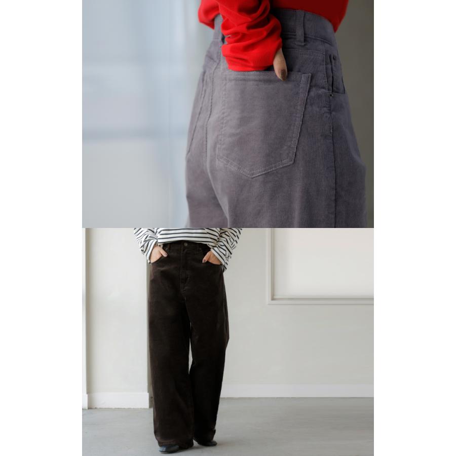 パンツ コーデュロイ ワイド 選べる 2丈 レディース ワイドパンツ 綿 混 ロング ロングパンツ ウエストゴム 体型カバー ボトムス | HUG.U | 14