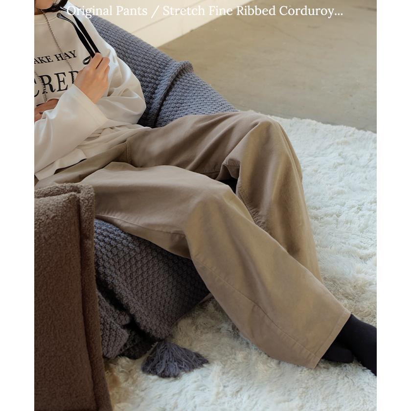 パンツ コーデュロイ ワイド 選べる 2丈 レディース ワイドパンツ 綿 混 ロング ロングパンツ ウエストゴム 体型カバー ボトムス | HUG.U | 22