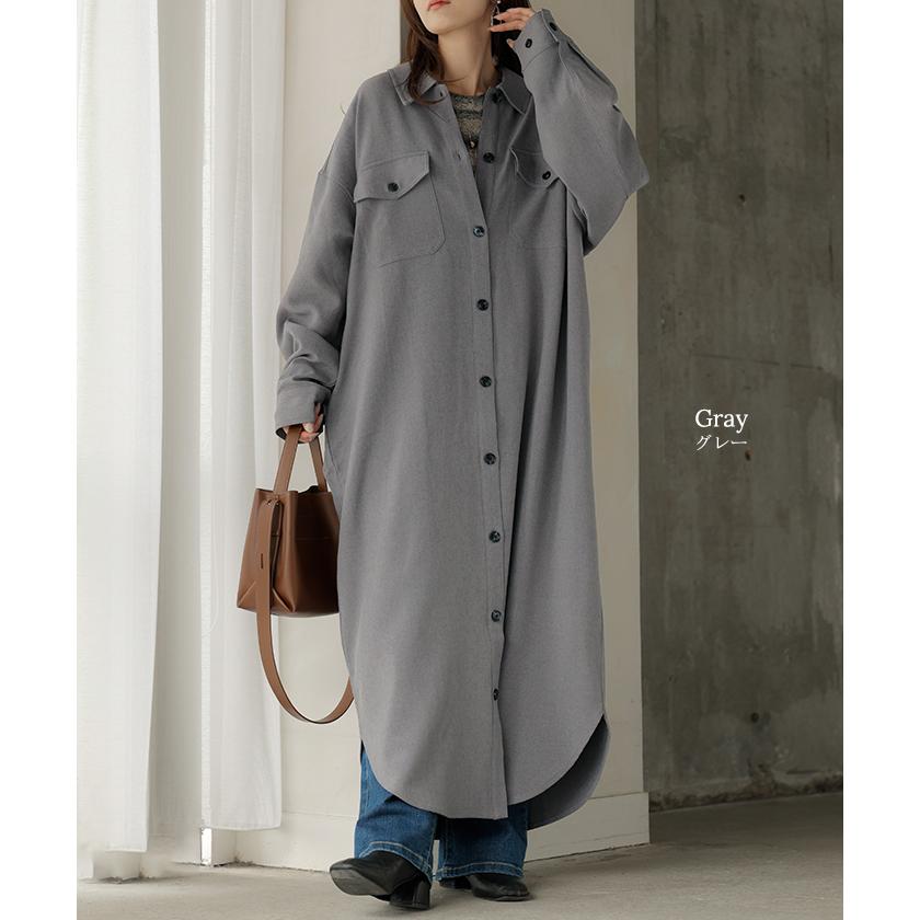 HUG.U（ハグユー） ワンピース シャツ 長袖 イージーケア ウール 風