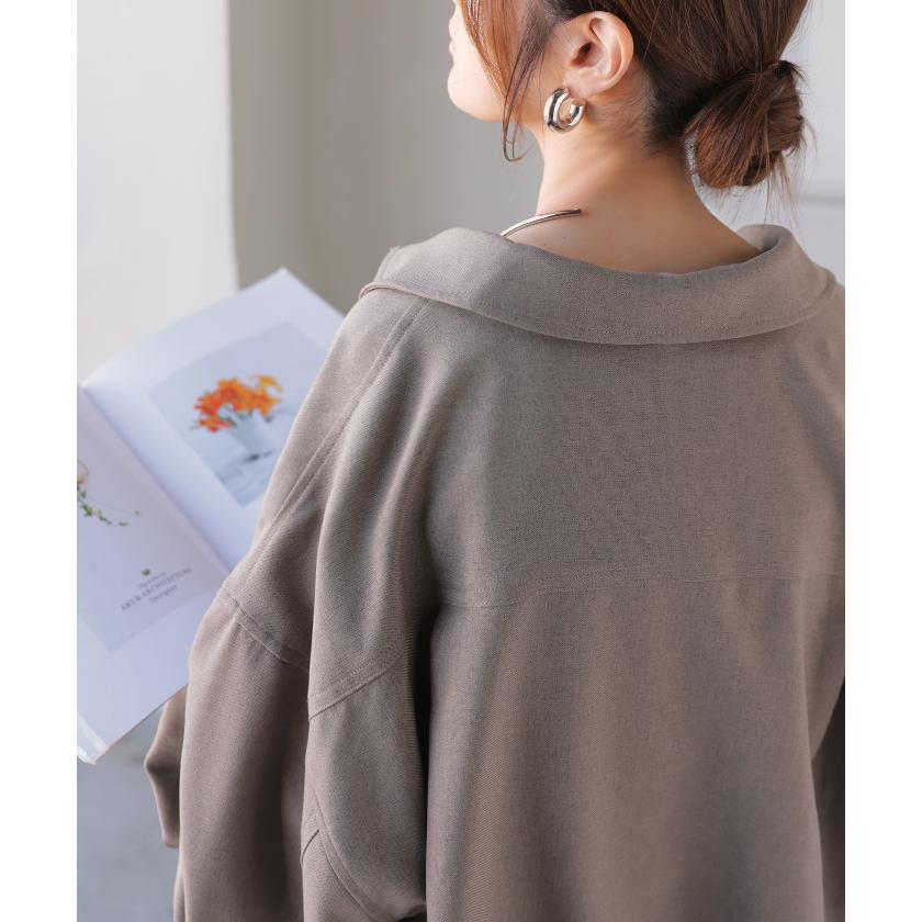 ワンピース シャツ 長袖 イージーケア ウール 風 シャツワンピース シャツワンピ レディース シワになりにくい ロング ロングワンピース Aライン | HUG.U | 18