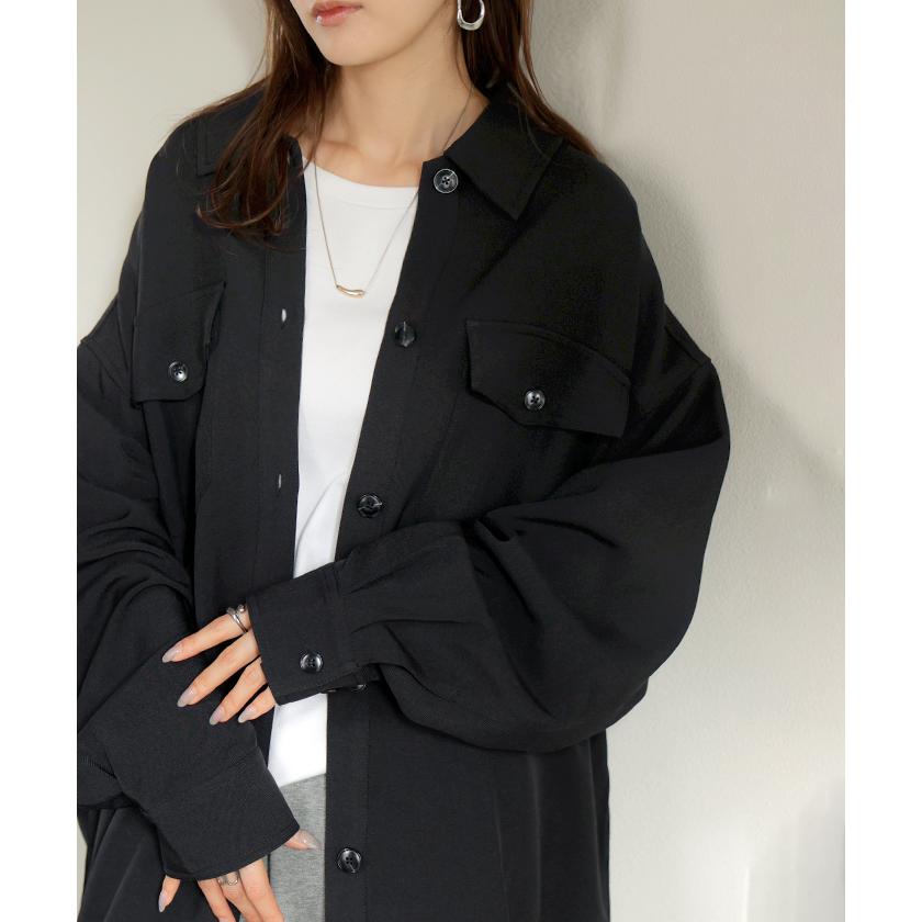 ワンピース シャツ 長袖 イージーケア ウール 風 シャツワンピース シャツワンピ レディース シワになりにくい ロング ロングワンピース Aライン | HUG.U | 06