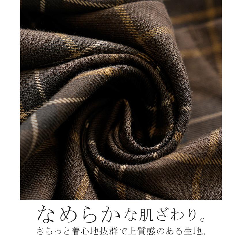 パンツ チェック 柄 洗える 選べる2丈 ワイド レディース ワイドパンツ ロング ロングパンツ ボトムス ボトム ストレート ハイウエスト ストレッチ ゆったり | HUG.U | 15