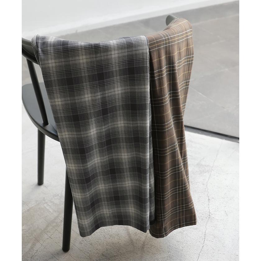 パンツ チェック 柄 洗える 選べる2丈 ワイド レディース ワイドパンツ ロング ロングパンツ ボトムス ボトム ストレート ハイウエスト ストレッチ ゆったり | HUG.U | 07