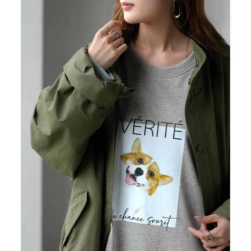 ワンピース コーギー プリント ワンピ レディース ロングワンピース カットソー ロングワンピ ロング Tシャツ ロゴ ロンT  Aライン マキシ マキシワンピース | HUG.U | 05